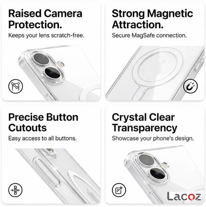 Premium Magnetic Transparent Phone Case for iPhone 17 Crystal Clear Protective Cover with Strong Magnetic Ring for Wireless Charging