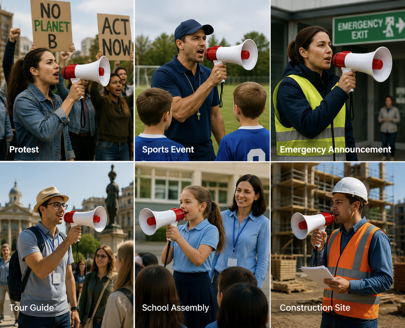 Portable Rechargeable Handheld Megaphone Speaker with Siren Function, Loud Voice Amplifier for Events, Crowd Control, Sports, School & Outdoor Announcements