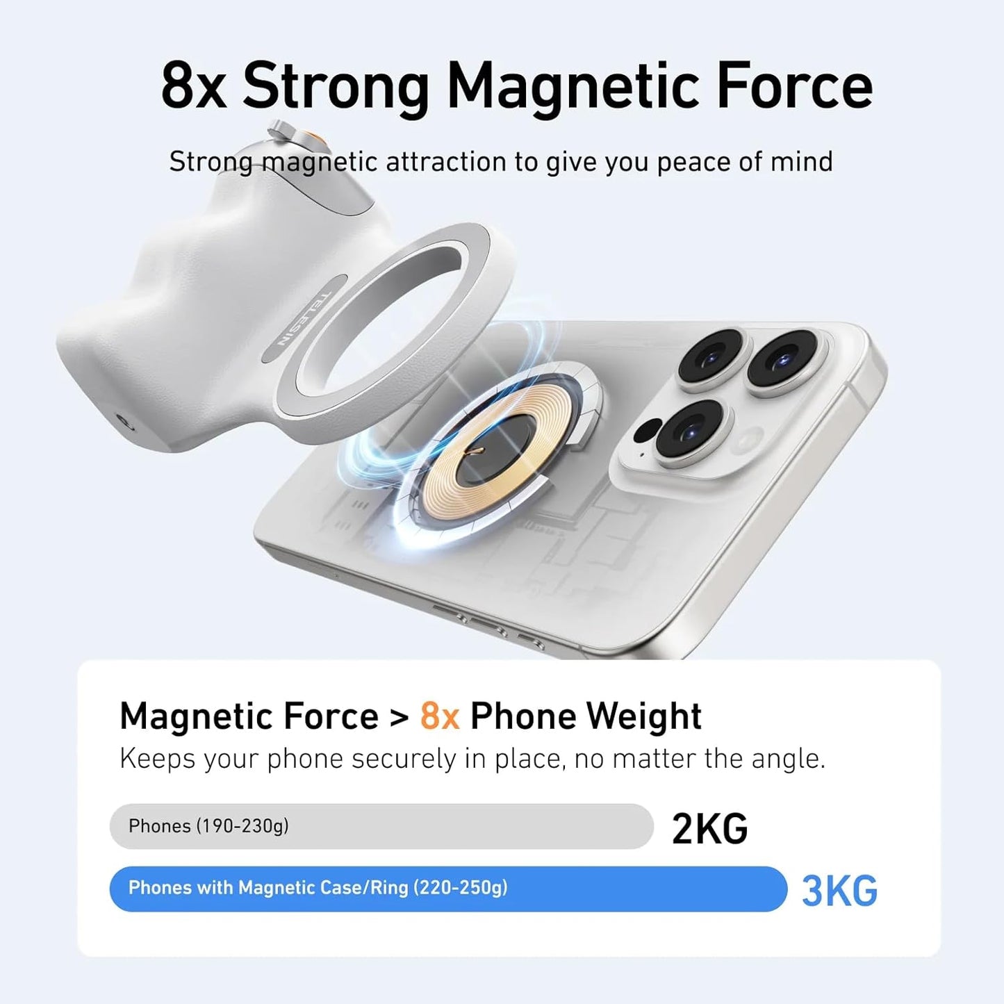 Fun Shot Magnetic Grip with Remote Control MagSafe Compatible Camera Grip for Smartphones Strong Dual-Sided Magnet Ergonomic Handle for Stable Photography & Video Shooting