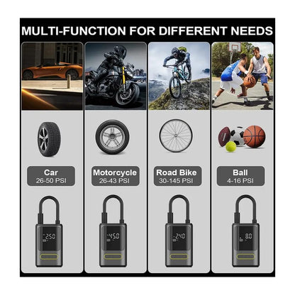 Portable Smart Car Air Pump Tire Inflator, Cordless Digital Air Pump with LCD Display, Preset Pressure Modes, Auto Shut-Off, USB Rechargeable Air Pump for Car, Motorcycle, Bicycle and Sports Balls