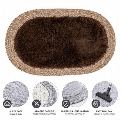 Ultra Soft Shaggy Floor Mat with Non-Slip Backing, Washable Plush Rug for Bedroom, Living Room, Bathroom, Kitchen & Entryway
