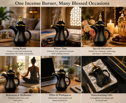 Portable USB Rechargeable Electric Bakhoor Burner Arabic Incense Burner for Oud & Bakhoor Charcoal-Free Aroma Diffuser, Home Office Travel Fragrance Burner