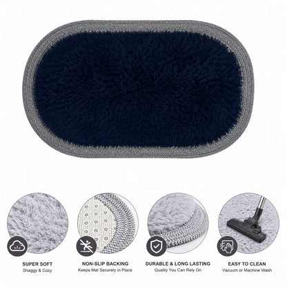 Ultra Soft Shaggy Floor Mat with Non-Slip Backing, Washable Plush Rug for Bedroom, Living Room, Bathroom, Kitchen & Entryway Blue