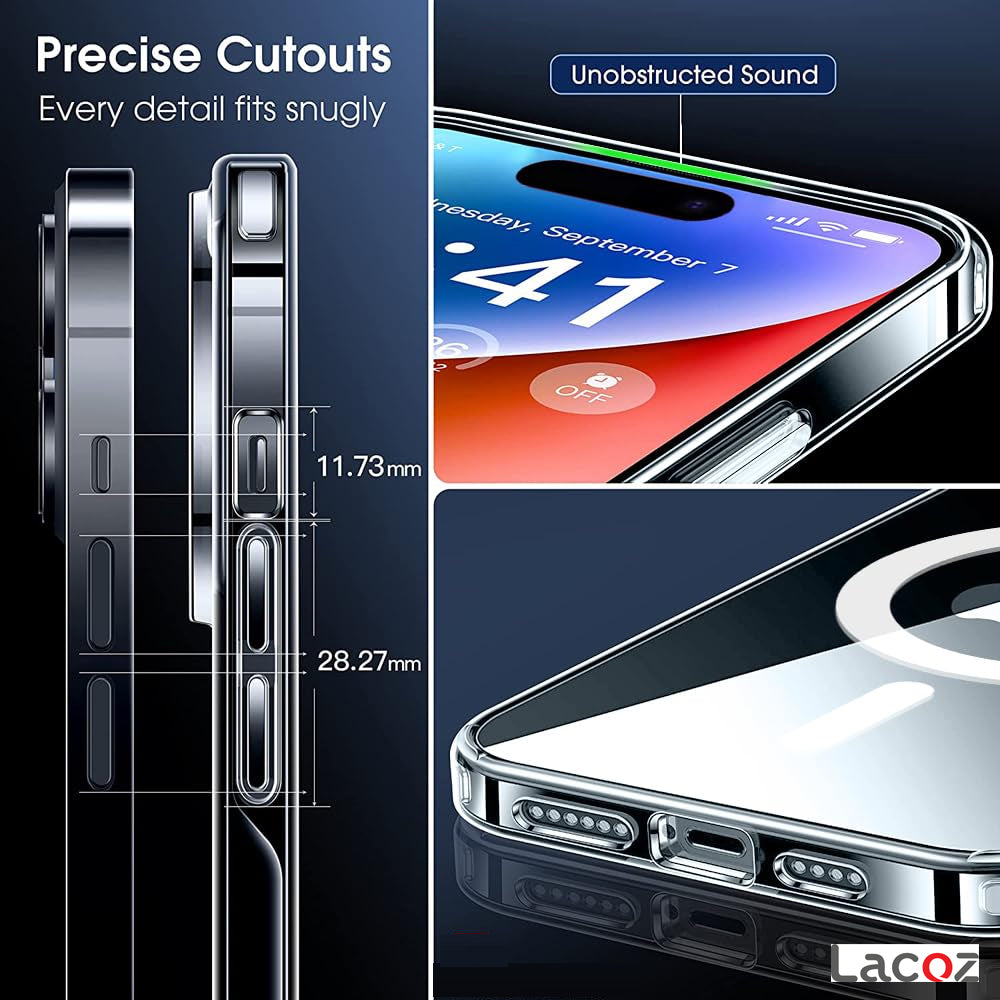 Premium Magnetic Transparent Phone Case for iPhone 14 Crystal Clear Protective Cover with Strong Magnetic Ring for Wireless Charging