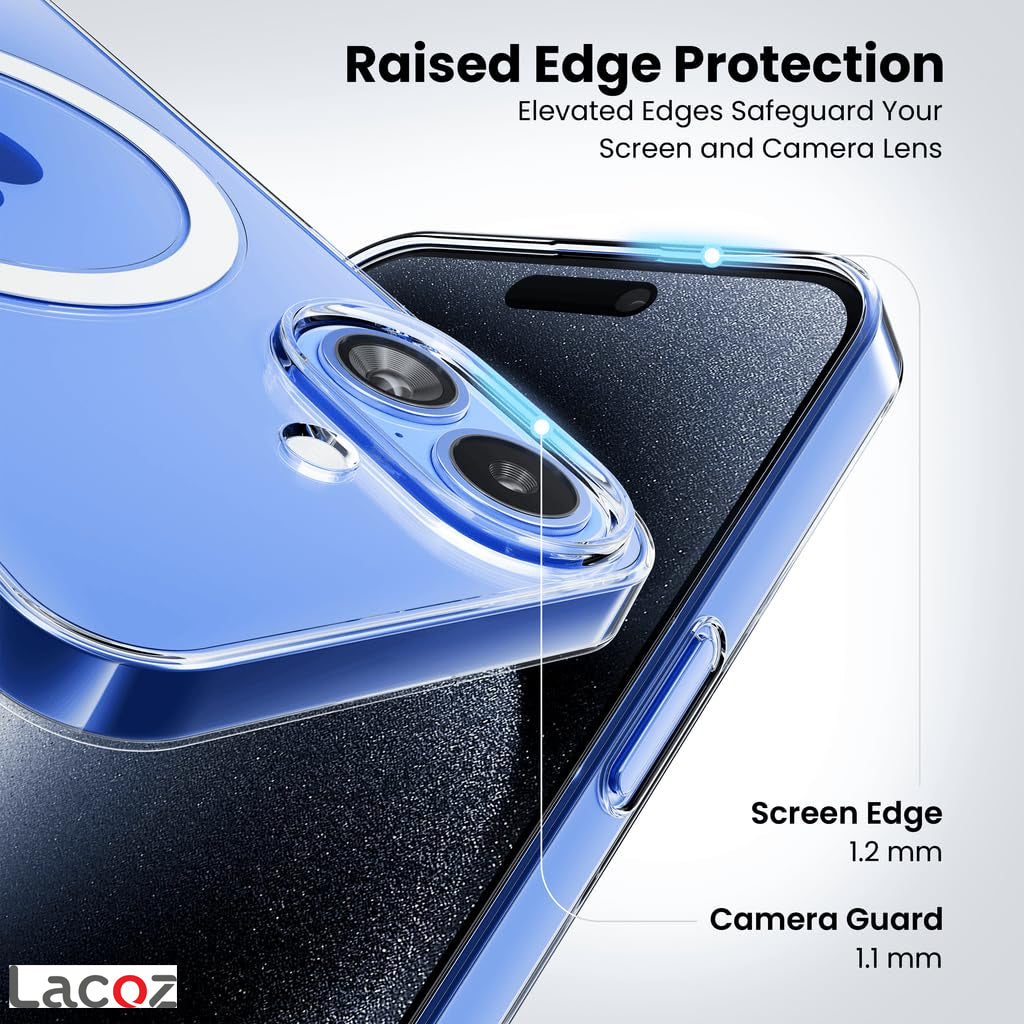 Premium Magnetic Transparent Phone Case for iPhone 16 Plus Crystal Clear Protective Cover with Strong Magnetic Ring for Wireless Charging