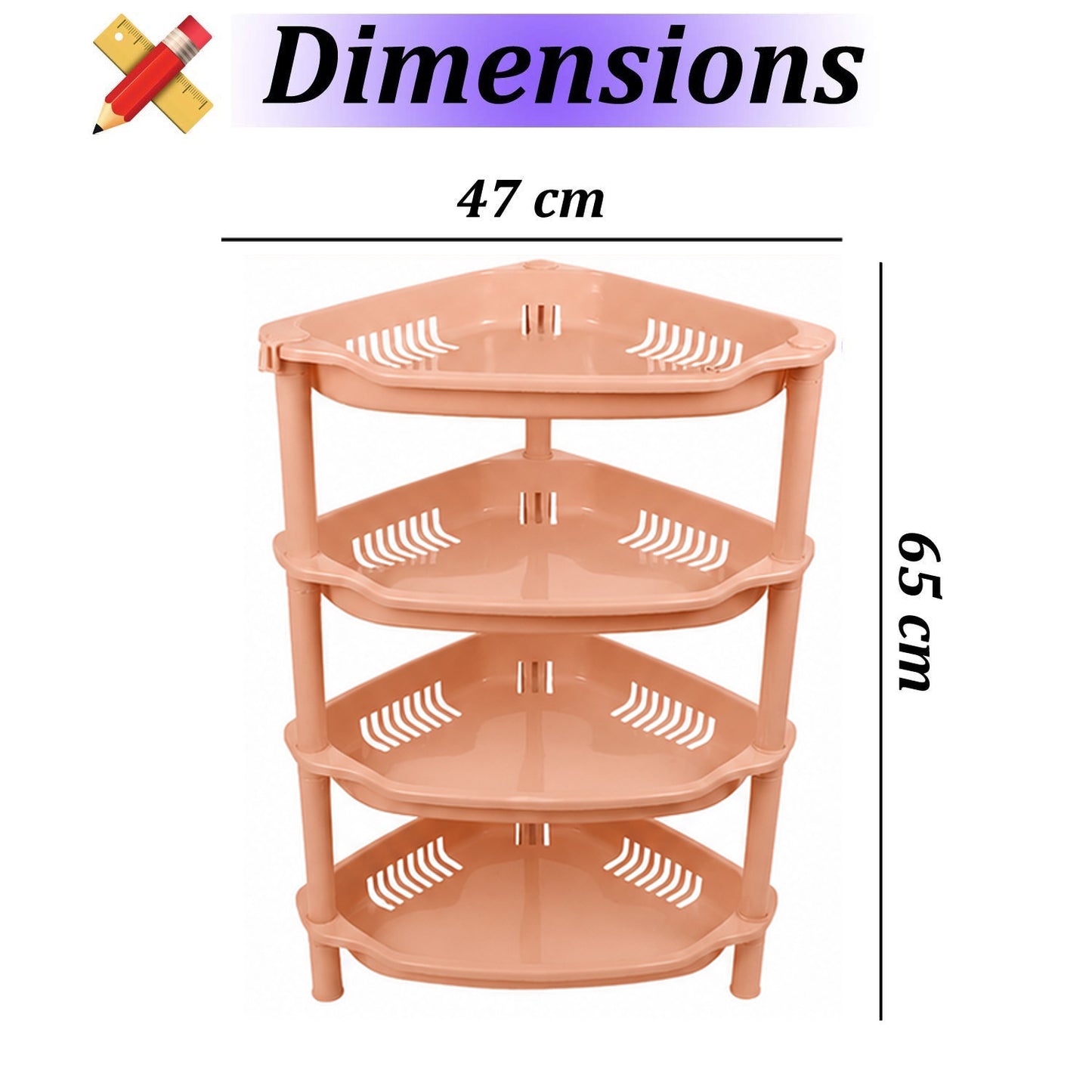 4-Layer Plastic Corner Storage Rack for Kitchen & Home – Space-Saving Multi-Tier Vegetable & Fruit Organizer Shelf, Durable Ventilated Storage Stand for Kitchen