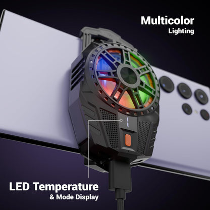 Gaming Cooler Fan & Finger Sleeve Combo Set – Wired Mobile Phone Cooling Fan with 3-Level Speed Adjustment, RGB LED Lights, USB Powered Smartphone Cooler with Anti-Sweat Gaming Gloves