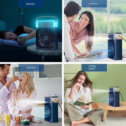 Portable Air Cooler Fan with Humidifier 3-Speed Turbo Cooling LED Night Light USB Powered Personal Air Cooler for Home, Office & Travel Blue