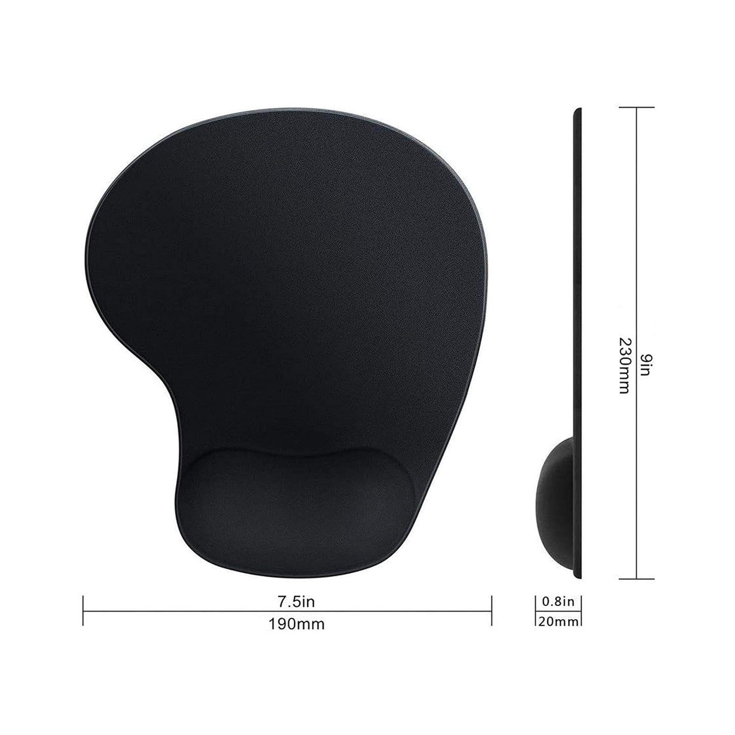 H02 Ergonomic Mouse Pad with Gel Wrist Support | Non-Slip Base | Smooth Surface for Optical & Laser Mouse | Black (Mouse Not Included)
