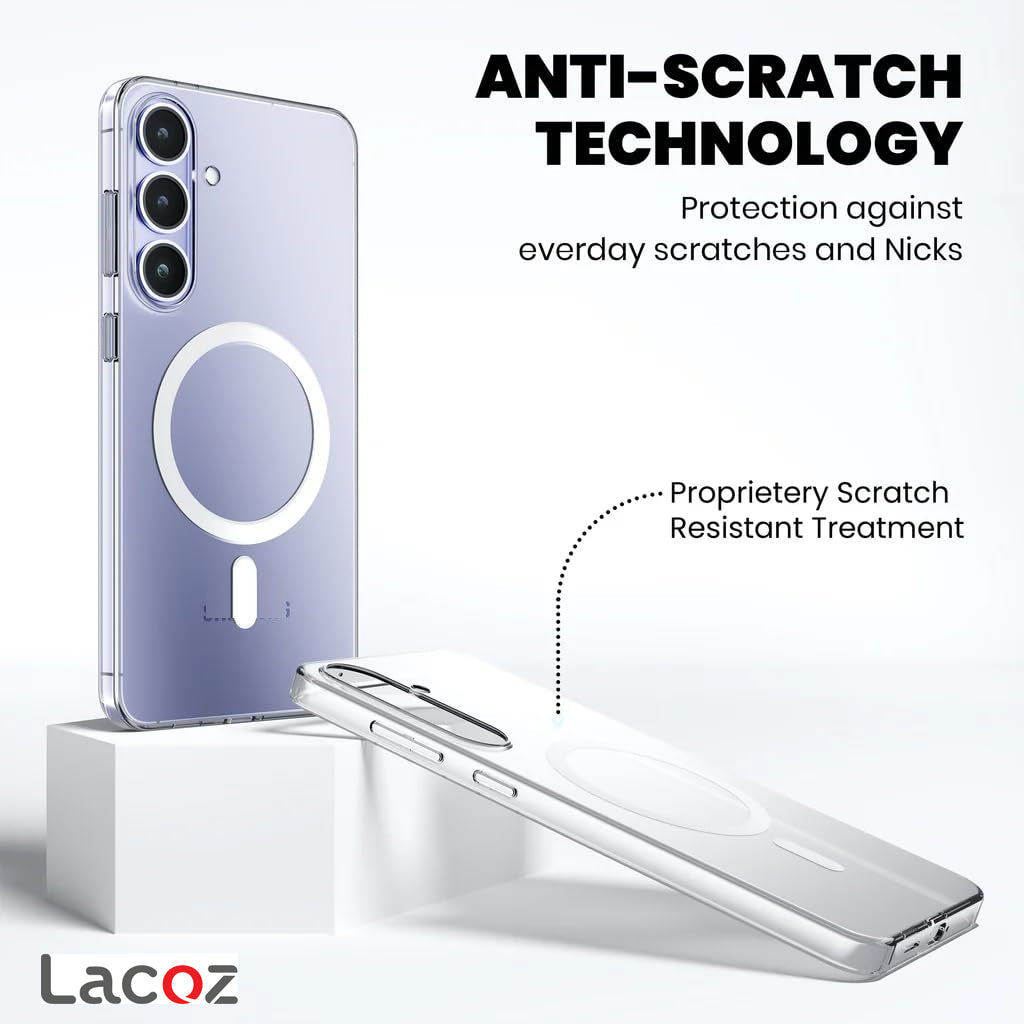 Premium Magnetic Transparent Phone Case for Samsung Galaxy S25+ Crystal Clear Protective Cover with Strong Magnetic Ring for Wireless Charging