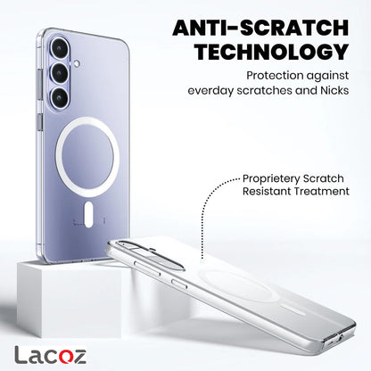 Premium Magnetic Transparent Phone Case for Samsung Galaxy S25+ Crystal Clear Protective Cover with Strong Magnetic Ring for Wireless Charging