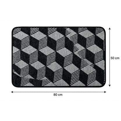 Geometric Anti-Slip Floor Mat 80 x 50 cm Soft Absorbent Rug for Bedroom, Living Room, Bathroom, Kitchen & Entryway Washable Non-Skid Decorative Door Mat