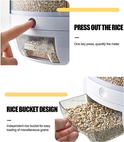 Rotating Rice Dispenser 7L Multi Grain Storage Container with 360 Degree Rotation & One Touch Dispensing System for Kitchen Pantry Storage