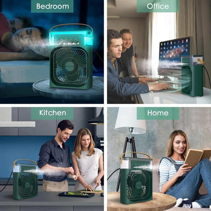 Portable Air Cooler Fan with Humidifier 3-Speed Turbo Cooling LED Night Light USB Powered Personal Air Cooler for Home, Office & Travel Green