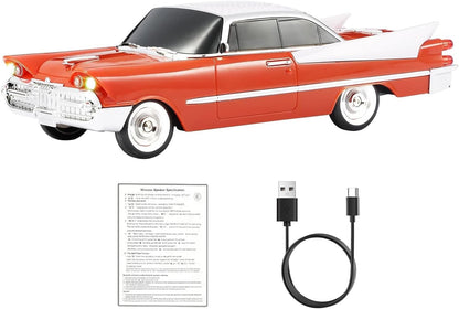 Lacoz Retro Classic Car Design Wireless Speaker with FM Radio, USB/TF Card, Hands-Free Calling, LED Lights, Rechargeable Portable Speaker