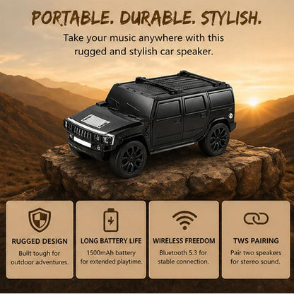 Car Shape Bluetooth Speaker with FM Radio, USB/TF Card Support, TWS Pairing, 8W Output 1500mAh Rechargeable Battery, Portable Wireless Speaker
