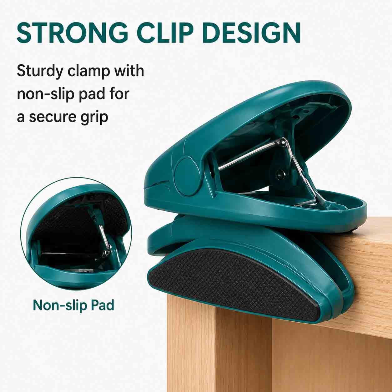 Portable Clip Fan Rechargeable USB Handheld Desk Fan with 3 Speed Modes Adjustable Head, Strong Grip Base, Mini Personal Cooling Fan for Home Office Travel