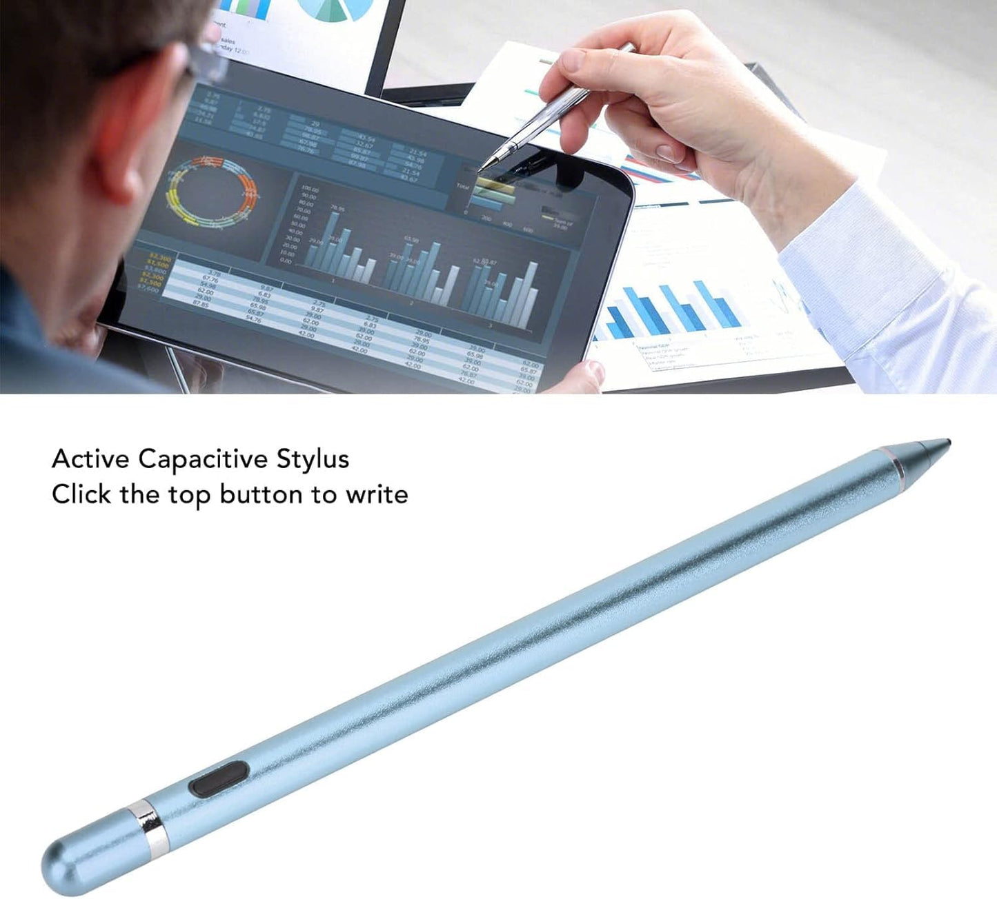 2-in-1 Active Stylus Pen for iOS & Android Touch Screens, Rechargeable & Precise Copper Fine Tip, Compatible with iPad/iPhone/Samsung/Tablets and Other Tablets and Mobiles, Laptops