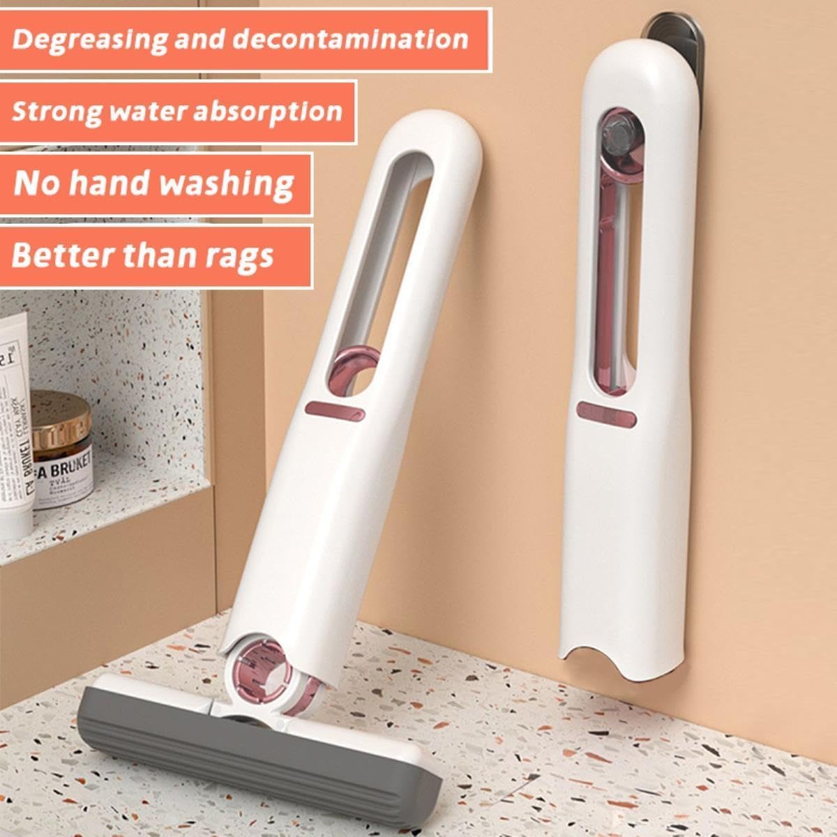 Lacoz Mini mop for Small Spaces, Portable Mini mop, Mini Portable mop, Suitable for Cleaning Kitchen, Bathroom, Table and Car Glass