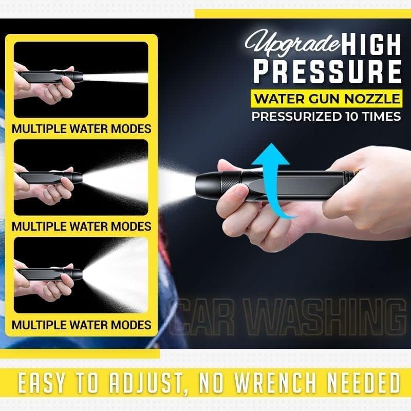 Lacoz Water Spray Gun Car Wash Nozzle High Pressure Nozzle Spray Water Gun Water Jet Hose Nozzles Pipe For Gardening, Bike Car Wash Garden Watering Tool Black High Pressure Nozzle with 3 Attachment