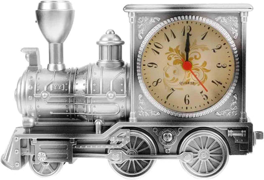 Lacoz Vintage Train Alarm Clock Classic Steam Locomotive Design Table Clock with Quartz Movement, Decorative Antique Style Desk Clock for Home Office