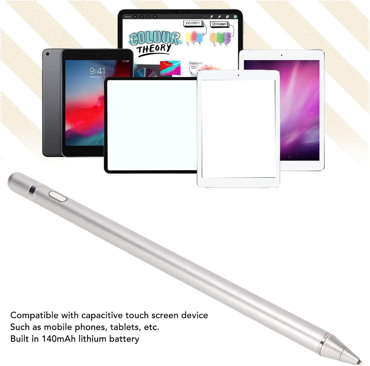 2-in-1 Active Stylus Pen for iOS & Android Touch Screens, Rechargeable & Precise Copper Fine Tip, Compatible with iPad/iPhone/Samsung/Tablets and Other Tablets and Mobiles, Laptops