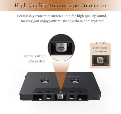 Cassette Adapter for Car Stereo 3.5mm AUX Audio Converter Universal MP3 to Cassette Tape Adapter for Car Audio Systems Plug and Play