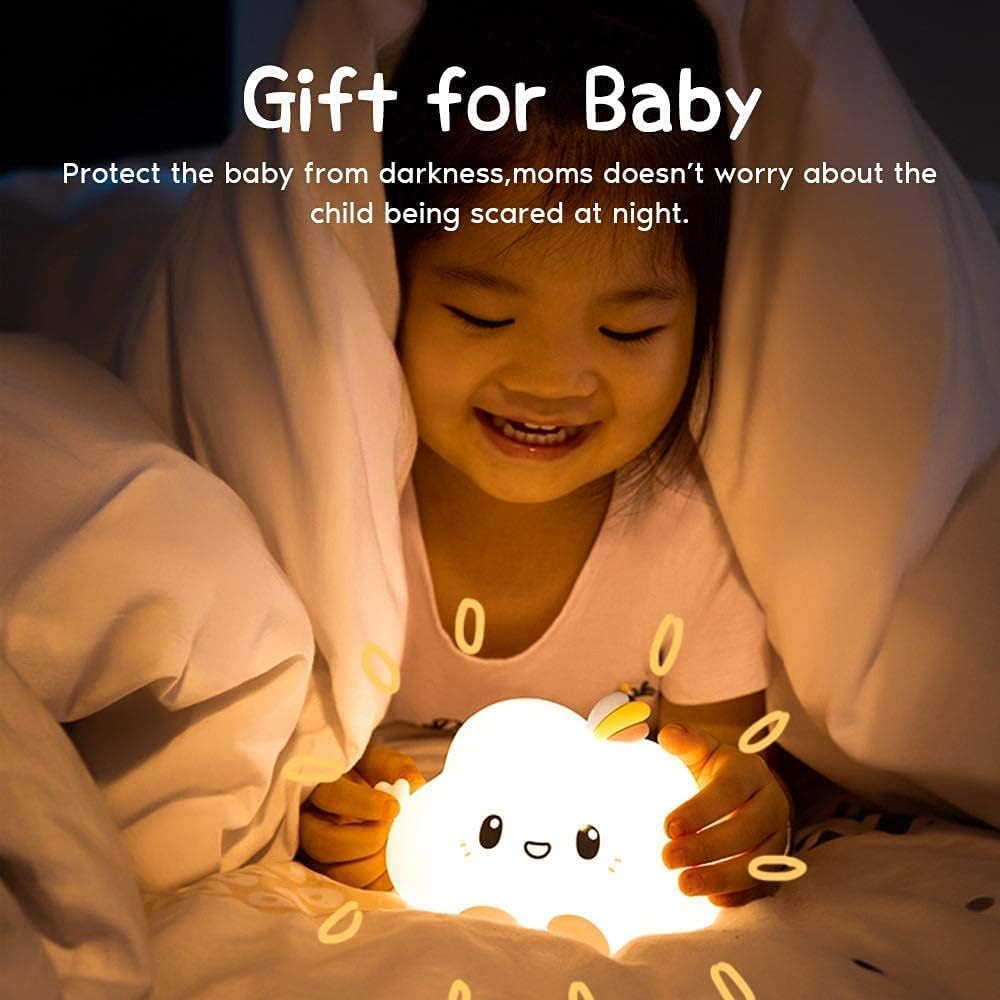 Kids Night Light Cloud Lamp with Remote LED Silicone Color Changing Squishy Glow Soft Portable USB Rechargeable for Bedroom