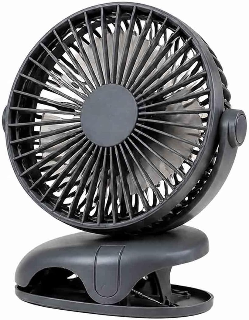 Portable Clip Fan Rechargeable USB Handheld Desk Fan with 3 Speed Modes Adjustable Head, Strong Grip Base, Mini Personal Cooling Fan for Home Office Travel