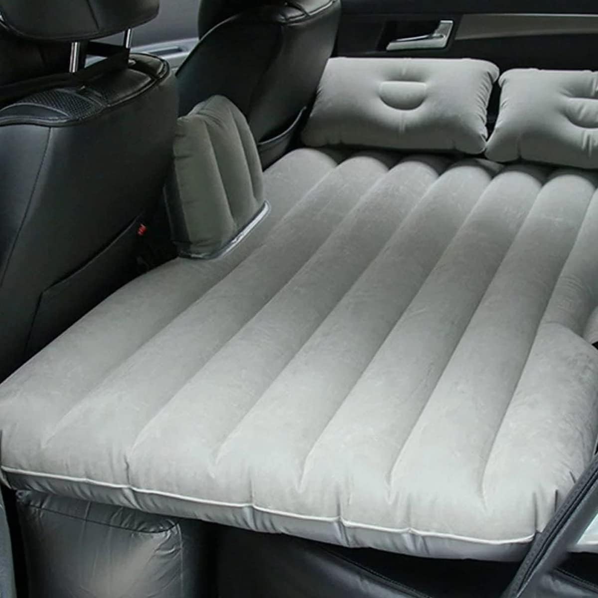 Multi Purpose Inflatable Car Air Bed Mattress for SUV MPV and Car Portable Travel Sleeping Bed with Pump Durable & Comfortable for Camping Road Trips and Outdoor Adventures (Beige)