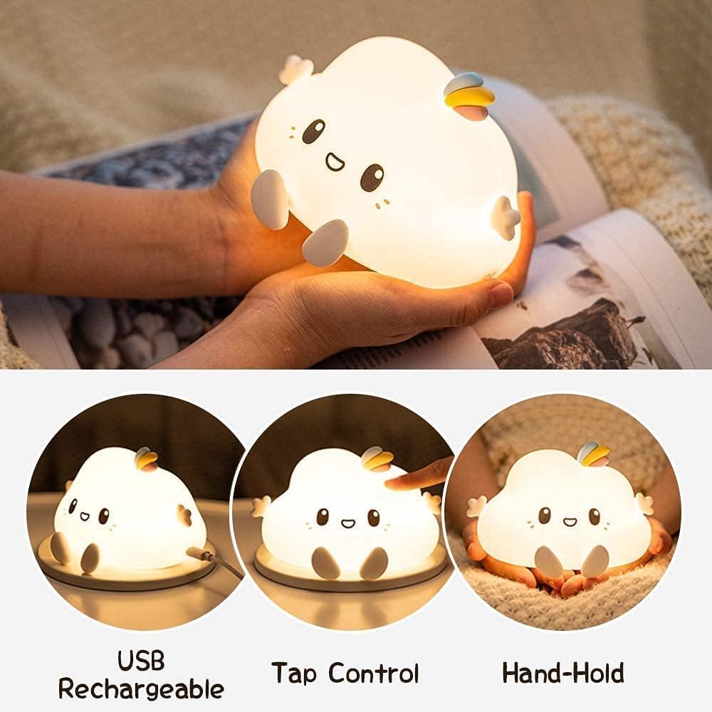 Kids Night Light Cloud Lamp with Remote LED Silicone Color Changing Squishy Glow Soft Portable USB Rechargeable for Bedroom