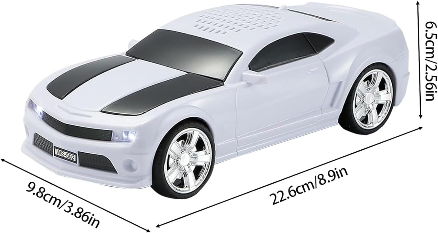 Lacoz  Wireless Car Shape Bluetooth Speaker, 5W Portable Rechargeable Speaker with FM Radio, TF Card, USB, AUX Input, Stereo Sound, Compact Music Player