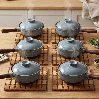 Pack of 6 Premium Bamboo Trivet Set – Professional Heat Protection & Anti-Slip Kitchen Hot Pads