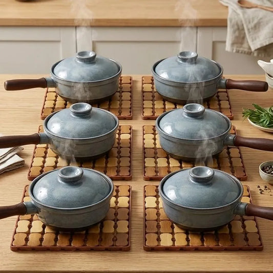 Pack of 6 Premium Bamboo Trivet Set – Professional Heat Protection & Anti-Slip Kitchen Hot Pads