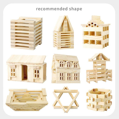 100 PCS Wooden Colour Building Blocks Set for Kids Natural Wood Stacking Blocks Construction Toy Building Kit Educational STEM Toy for Boys and Girls