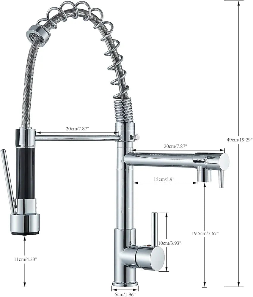 Kitchen Sink Mixer Tap Chrome Brass 360 Degree Rotation Single Hole with Pull Out Spray Kitchen Sink Taps