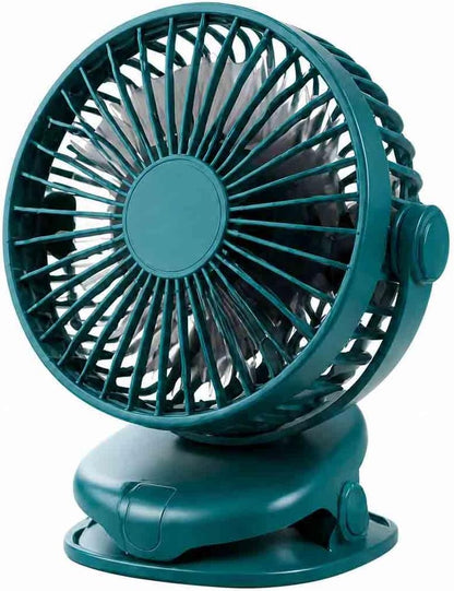 Portable Clip Fan Rechargeable USB Handheld Desk Fan with 3 Speed Modes Adjustable Head, Strong Grip Base, Mini Personal Cooling Fan for Home Office Travel