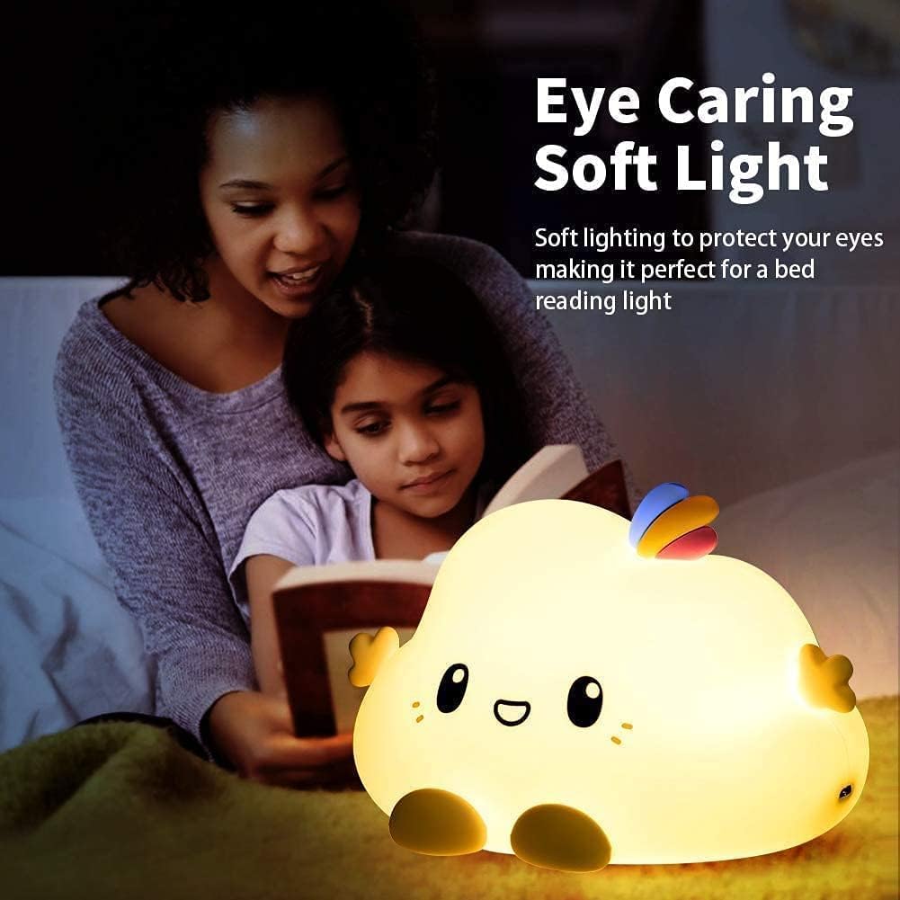 Kids Night Light Cloud Lamp with Remote LED Silicone Color Changing Squishy Glow Soft Portable USB Rechargeable for Bedroom