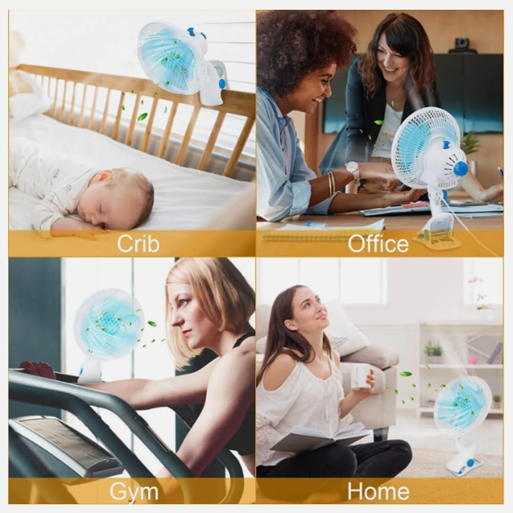 Desk Fan with 2 Speed Settings, 3-Blade Quiet Cooling Fan for Home, Office, Bedroom, Dorm Room - Sturdy Clip-On Electric Fan