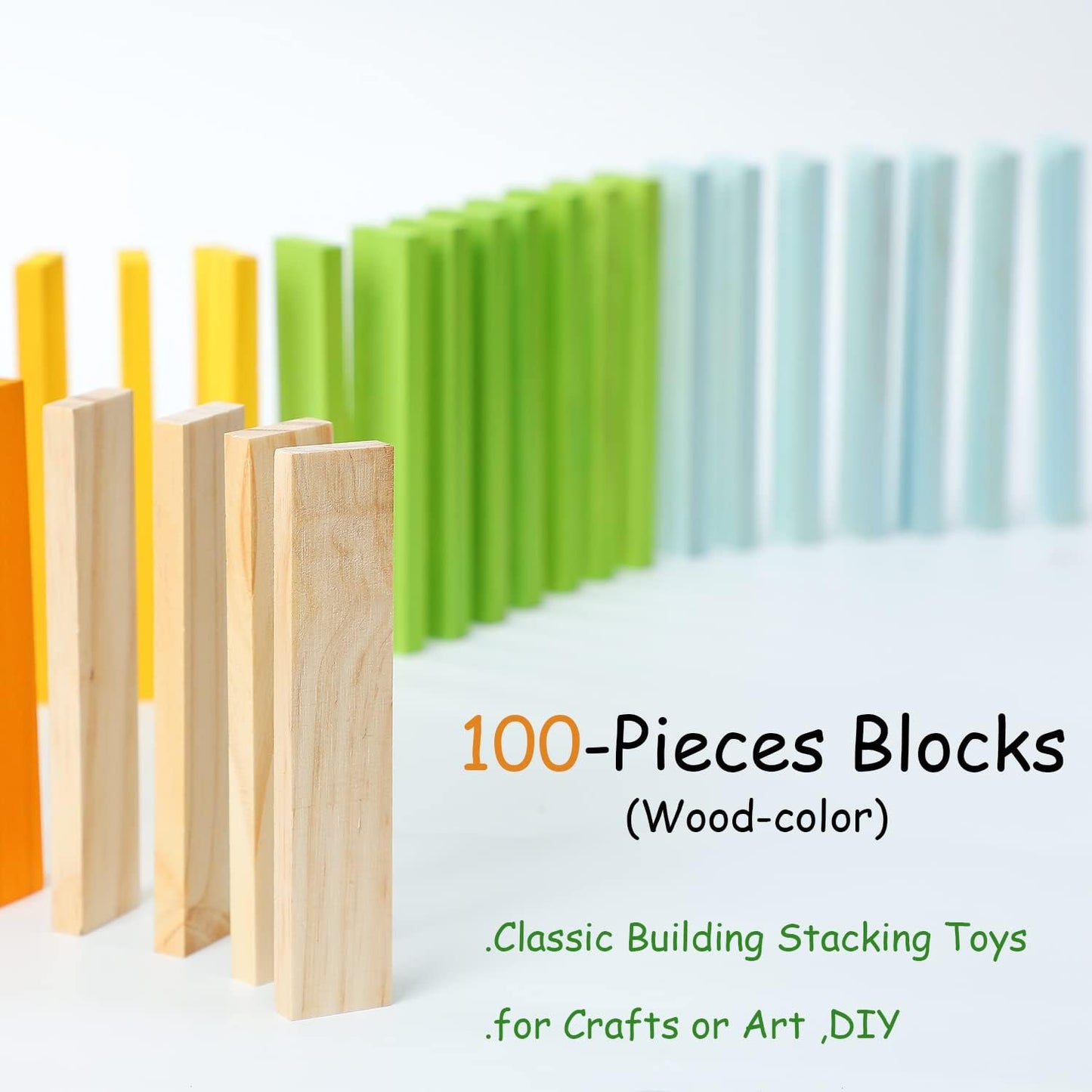 100 PCS Wooden Colour Building Blocks Set for Kids Natural Wood Stacking Blocks Construction Toy Building Kit Educational STEM Toy for Boys and Girls