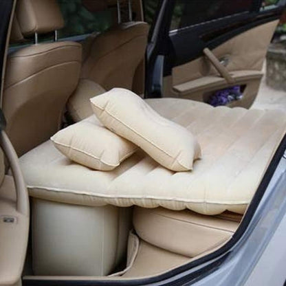 Multi Purpose Inflatable Car Air Bed Mattress for SUV MPV and Car Portable Travel Sleeping Bed with Pump Durable & Comfortable for Camping Road Trips and Outdoor Adventures (Beige)