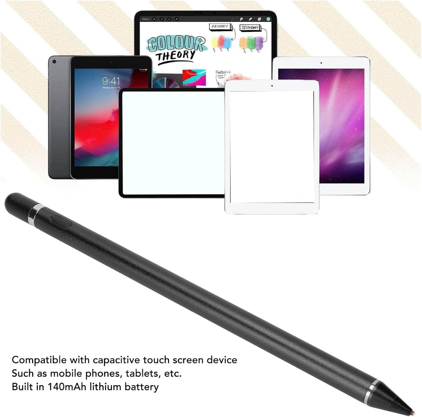 2-in-1 Active Stylus Pen for iOS & Android Touch Screens, Rechargeable & Precise Copper Fine Tip, Compatible with iPad/iPhone/Samsung/Tablets and Other Tablets and Mobiles, Laptops