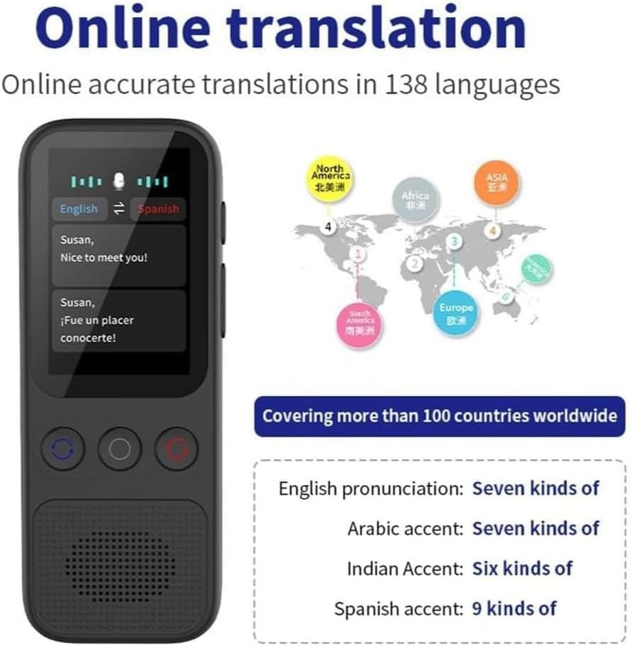 S80 Pro 18-Languages Offline Translation Device with Camera, AI Portable Translator Machine, Language Translator Device, Instant Offline Language Translator, Voice Translator Offline