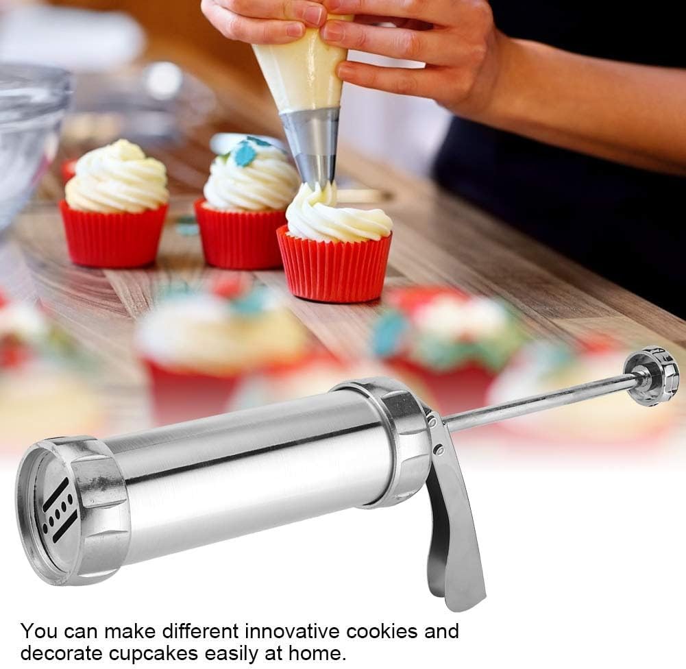 Biscuit Cookie Extruder Press Gun Set with 10 Moulds & 4 Nozzles – Multi-Function Cookie Maker & Cake Decorating Tool for Baking Biscuits, Cookies & Pastry Designs