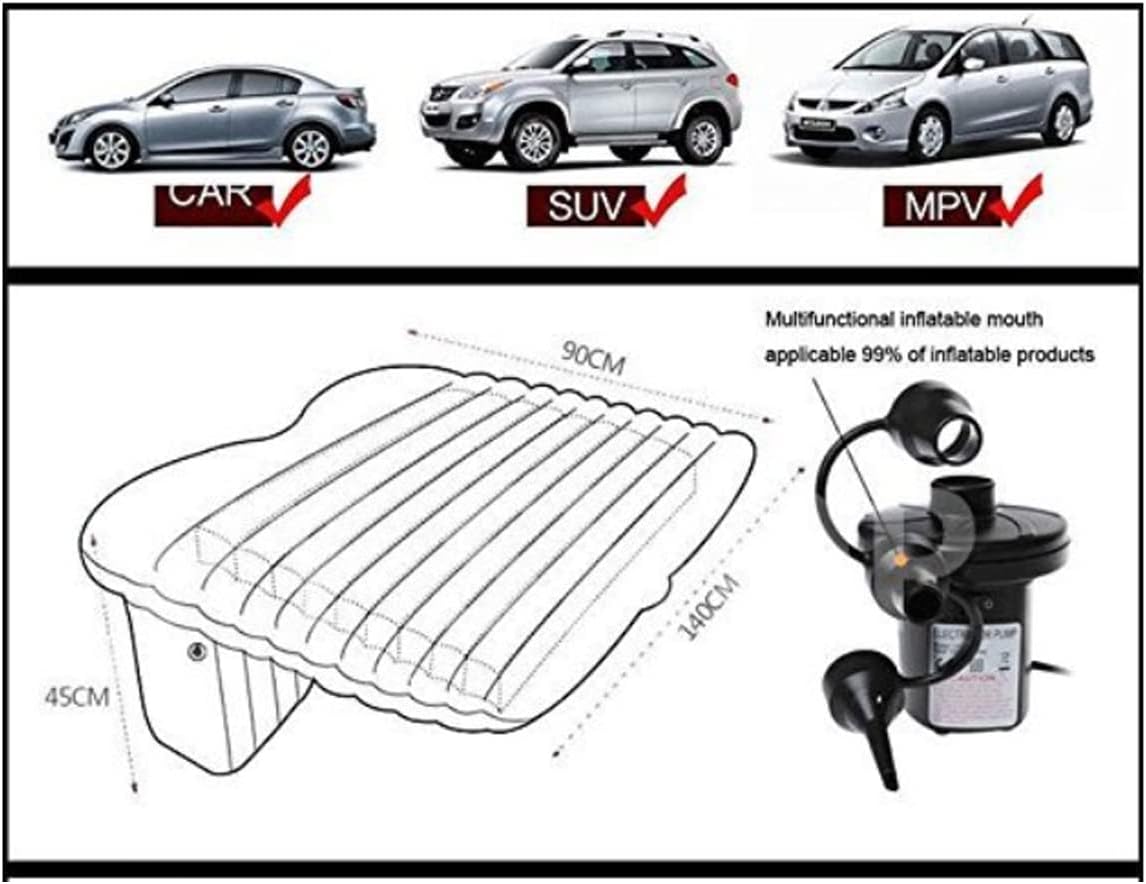 Multi Purpose Inflatable Car Air Bed Mattress for SUV MPV and Car Portable Travel Sleeping Bed with Pump Durable & Comfortable for Camping Road Trips and Outdoor Adventures (Beige)