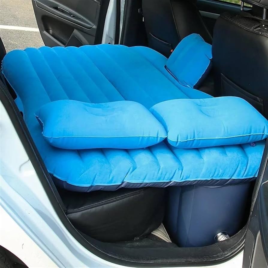 Multi Purpose Inflatable Car Air Bed Mattress for SUV MPV and Car Portable Travel Sleeping Bed with Pump Durable & Comfortable for Camping Road Trips and Outdoor Adventures (Beige)