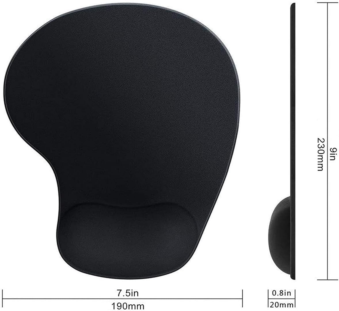 Ergonomic Mouse Pad with Gel Wrist Support | Non-Slip Base | Smooth Surface for Optical & Laser Mouse | Black (Mouse Not Included)