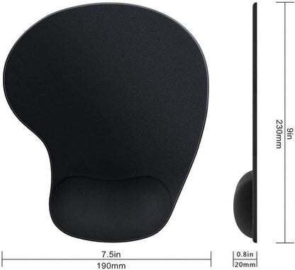 Ergonomic Mouse Pad with Gel Wrist Support | Non-Slip Base | Smooth Surface for Optical & Laser Mouse | Black (Mouse Not Included)