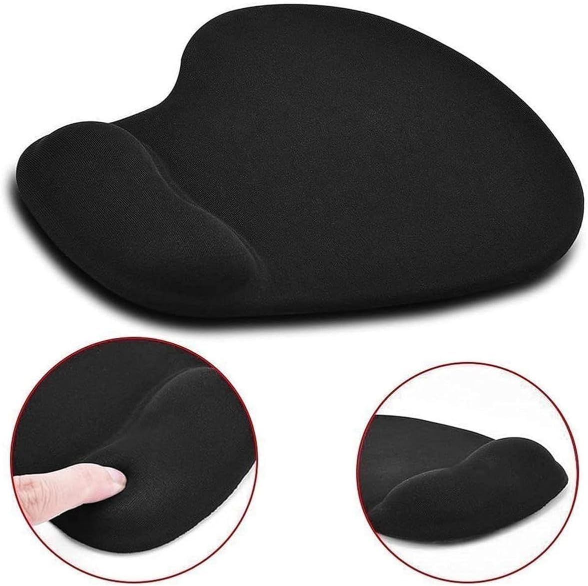 Ergonomic Mouse Pad with Gel Wrist Support | Non-Slip Base | Smooth Surface for Optical & Laser Mouse | Black (Mouse Not Included)