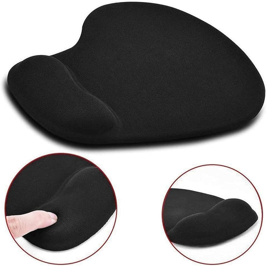 Ergonomic Mouse Pad with Gel Wrist Support | Non-Slip Base | Smooth Surface for Optical & Laser Mouse | Black (Mouse Not Included)
